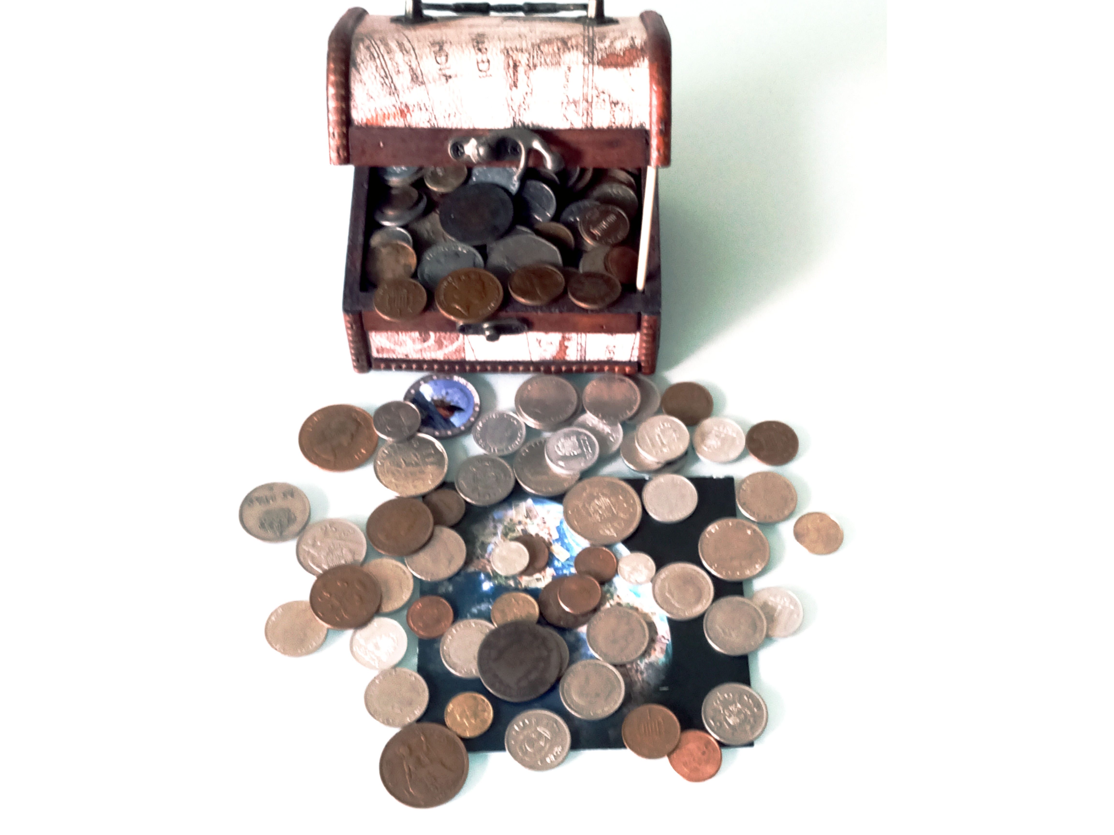 150 monedas antiguas+Cofre